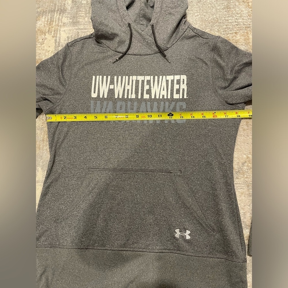 UW Whitewater Warhawks Under Armour Gray Hoodie Sweatshirt Small Lightweight WI - Picture 7 of 8